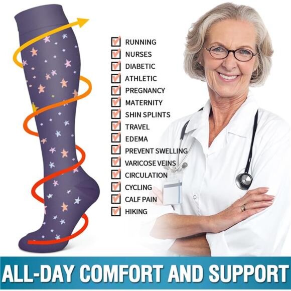 6 Pack Copper Compression Socks for Women and Men Circulation-Best Support - Picture 6 of 8